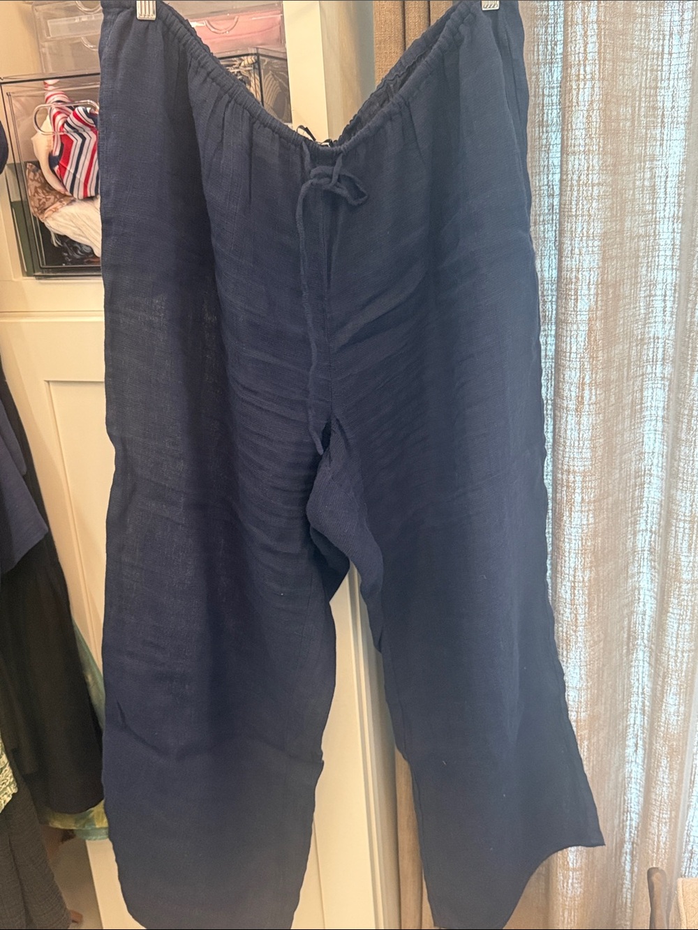 J. Crew Navy Drawstring Linen Pants